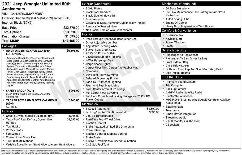 Used 2021 Jeep Wrangler Unlimited Sport AWD/4WD image 41