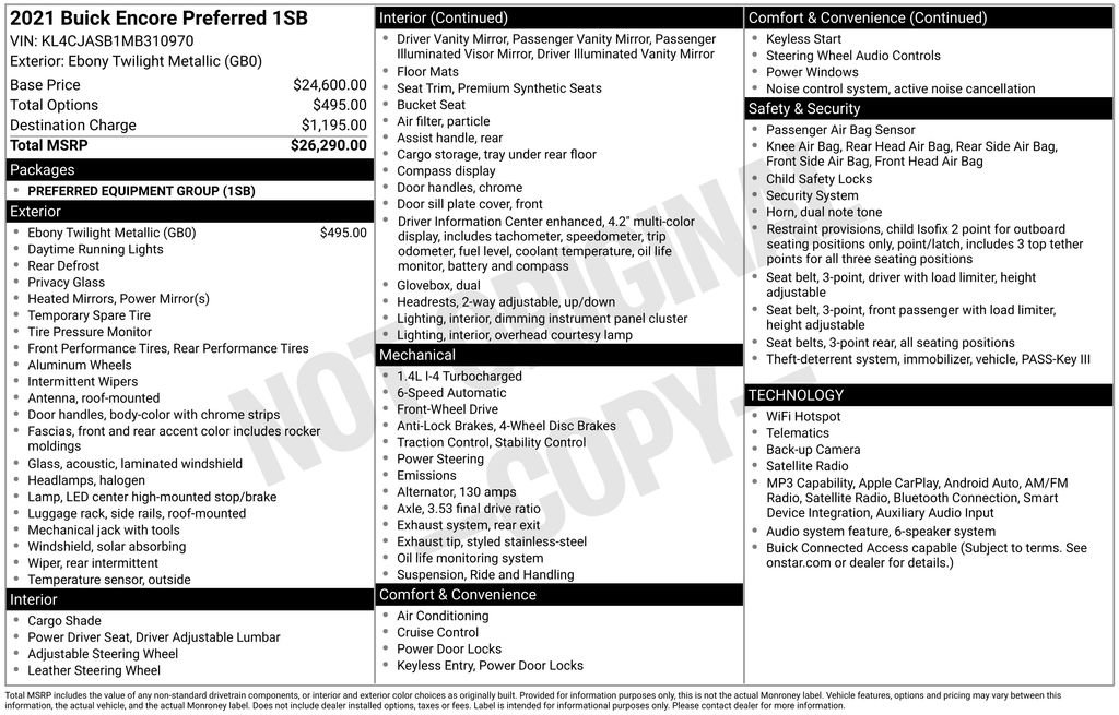 Used 2021 Buick Encore Preferred FWD image 3