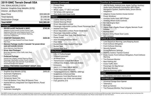 Certified 2019 GMC Terrain Denali w/ Driver Alert Package II image 7