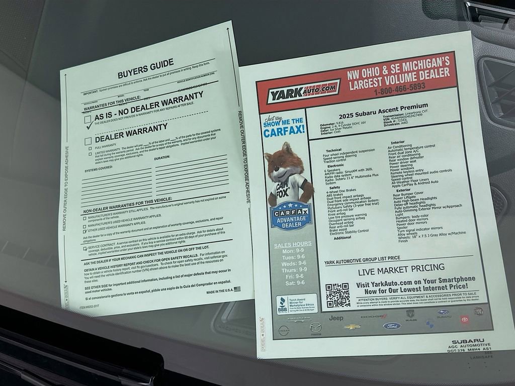 Certified 2025 Subaru Ascent Premium w/ Premium Package image 13