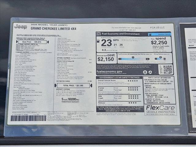 New 2026 Jeep Grand Cherokee Limited w/ Limited Altitude Package AWD/4WD image 18