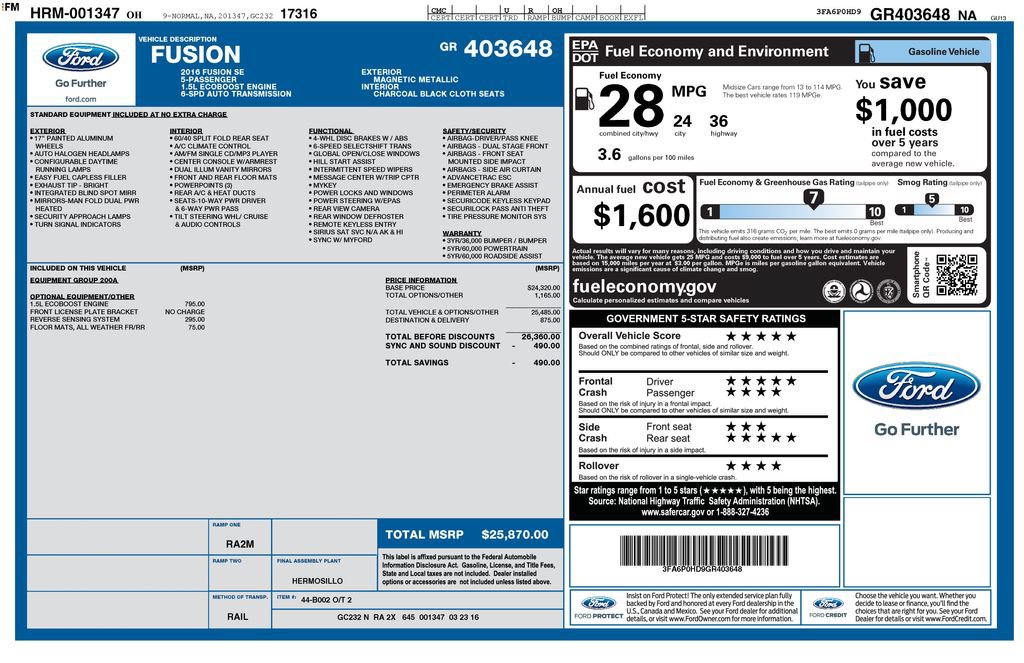 Used 2016 Ford Fusion SE FWD image 6