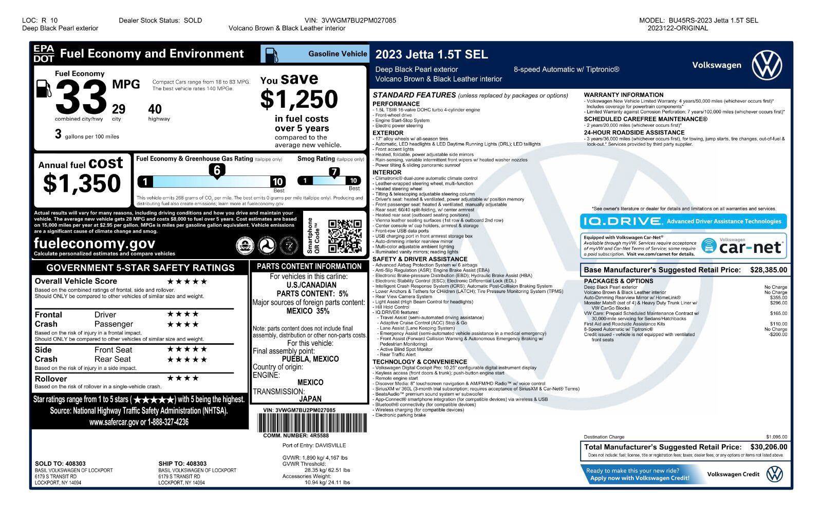 Certified 2023 Volkswagen Jetta SEL FWD image 47