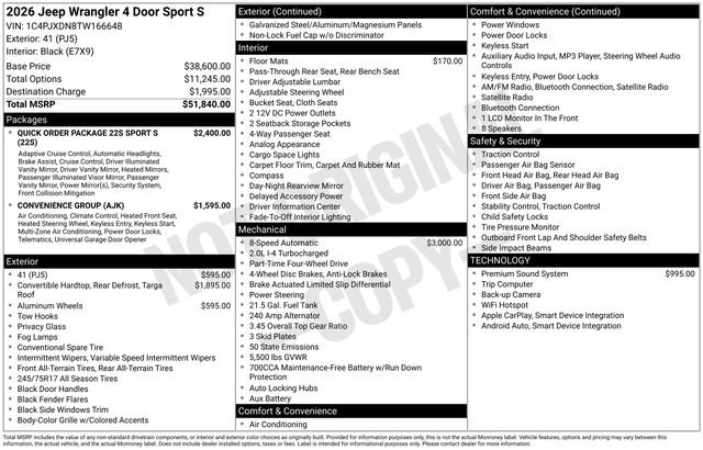New 2026 Jeep Wrangler Unlimited Sport AWD/4WD image 45
