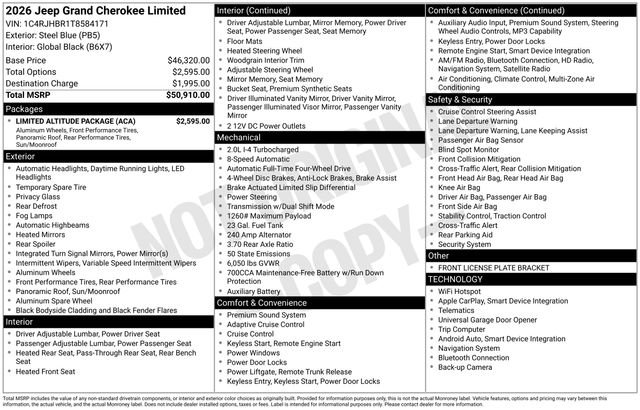 Certified 2026 Jeep Grand Cherokee Limited w/ Limited Altitude Package AWD/4WD image 32