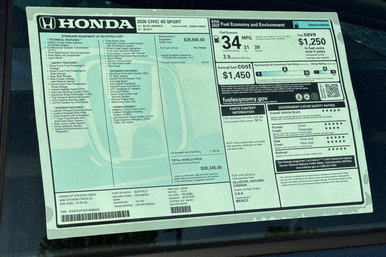 New 2026 Honda Civic Sport image 31