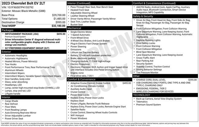 Used 2023 Chevrolet Bolt LT w/ Infotainment Package FWD image 12