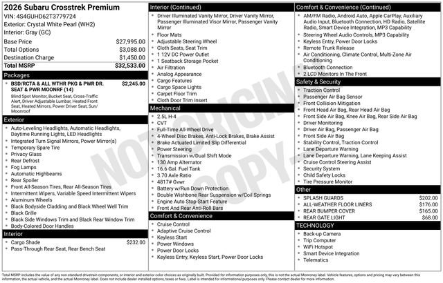 New 2026 Subaru Crosstrek 2.0i Premium AWD/4WD image 5