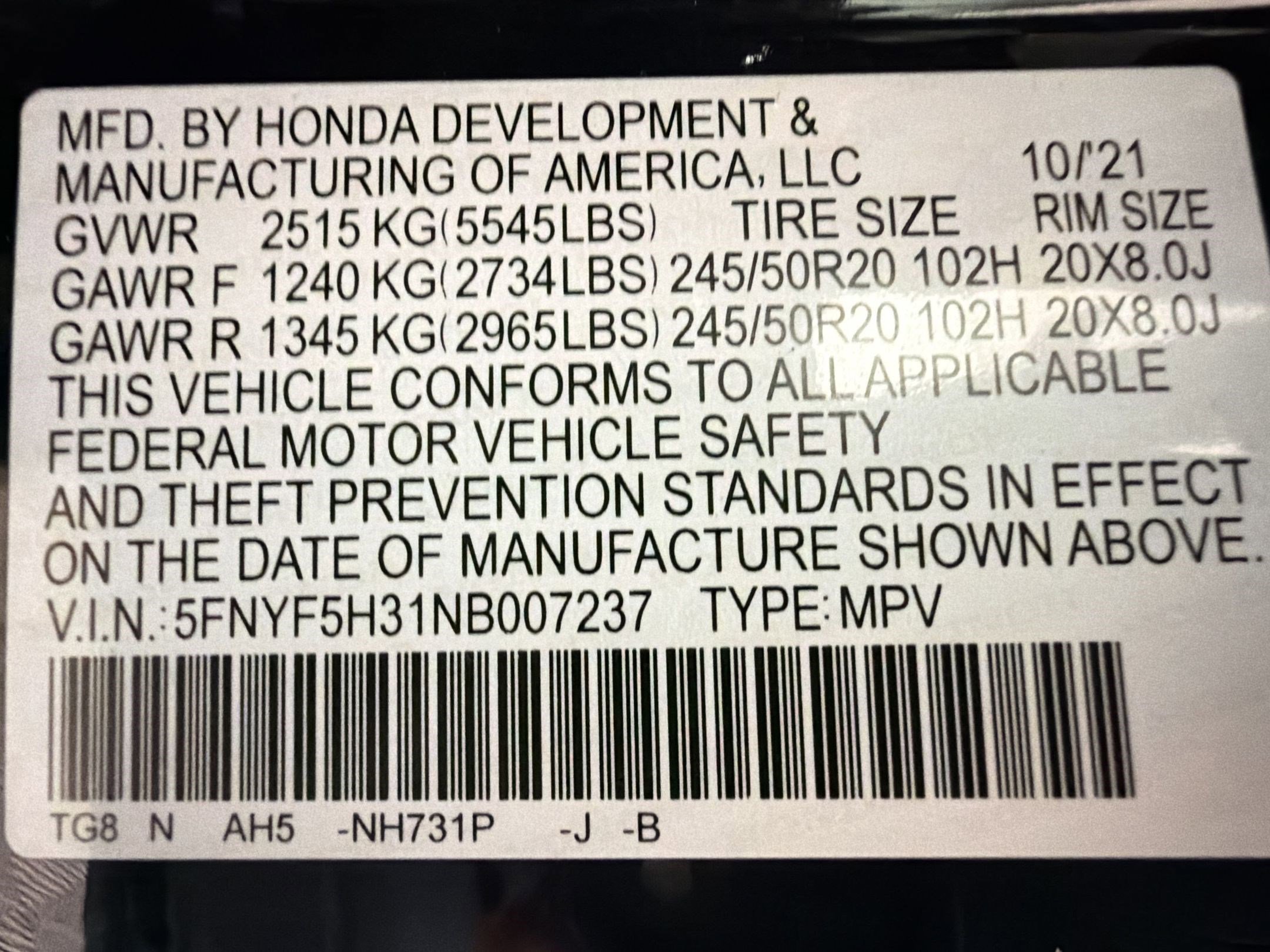 Used 2022 Honda Pilot Sport image 19