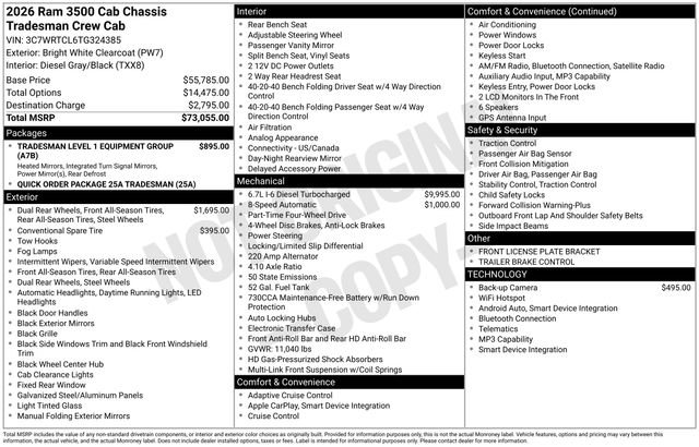 New 2026 RAM 3500 Tradesman AWD/4WD image 14