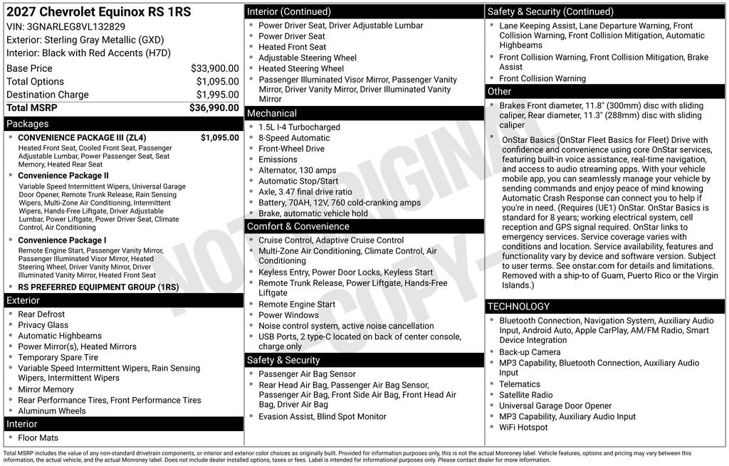 New 2027 Chevrolet Equinox RS w/ Convenience Package III FWD image 34