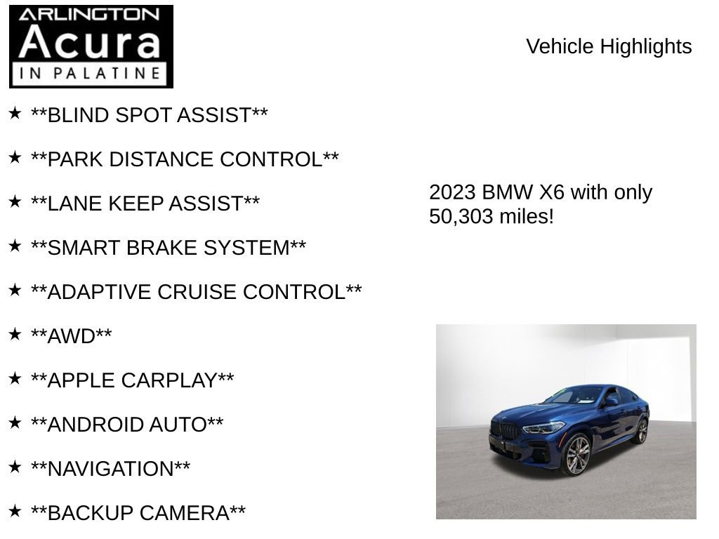 Used 2023 BMW X6 M50i w/ Executive Package AWD/4WD image 8