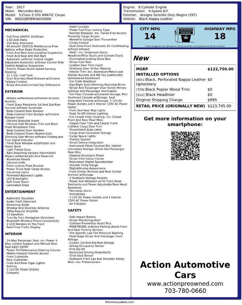 Used 2017 Mercedes-Benz S 550 4MATIC Coupe image 2