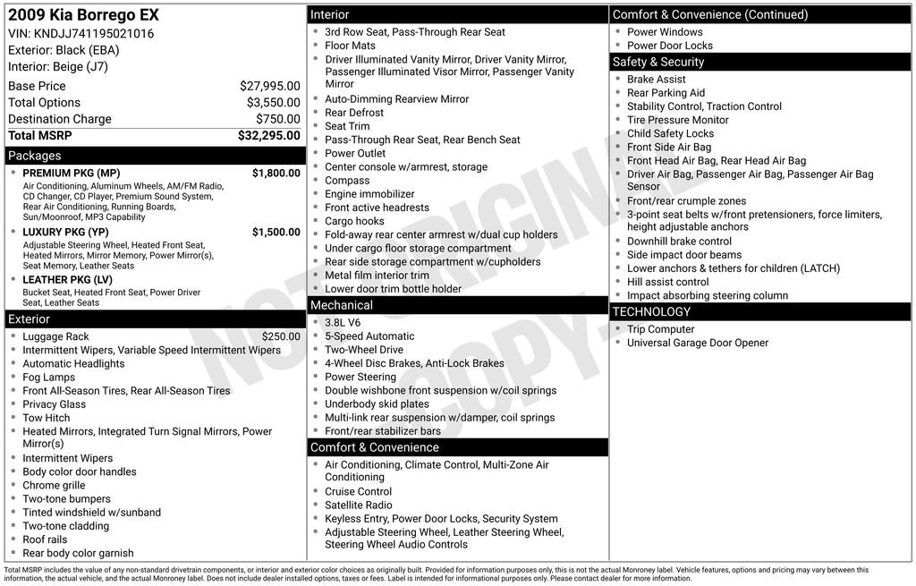 Used 2009 Kia Borrego EX w/ Premium Pkg RWD image 2