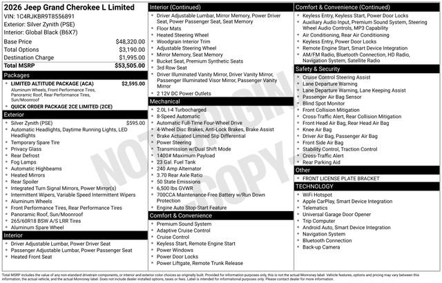 New 2026 Jeep Grand Cherokee L Limited w/ Limited Altitude Package AWD/4WD image 34