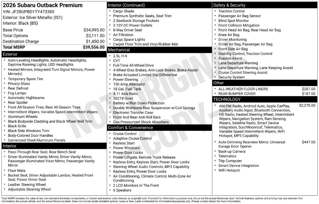 Certified 2026 Subaru Outback Premium AWD/4WD image 4