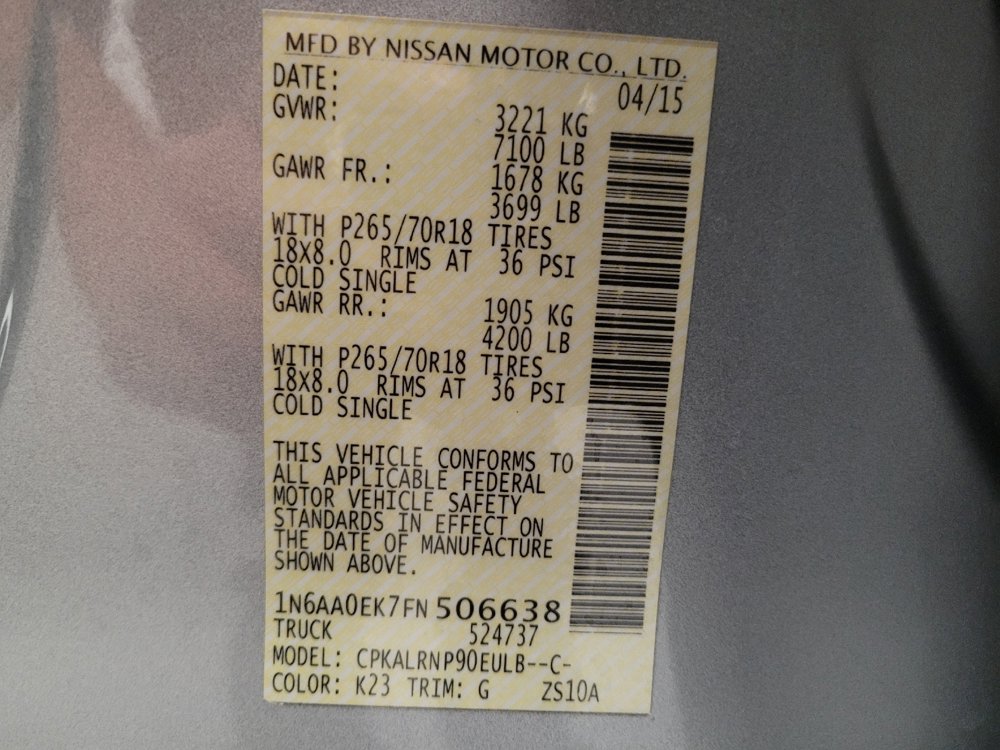 Used 2015 Nissan Titan S w/ S Popular Equipment Package RWD image 33