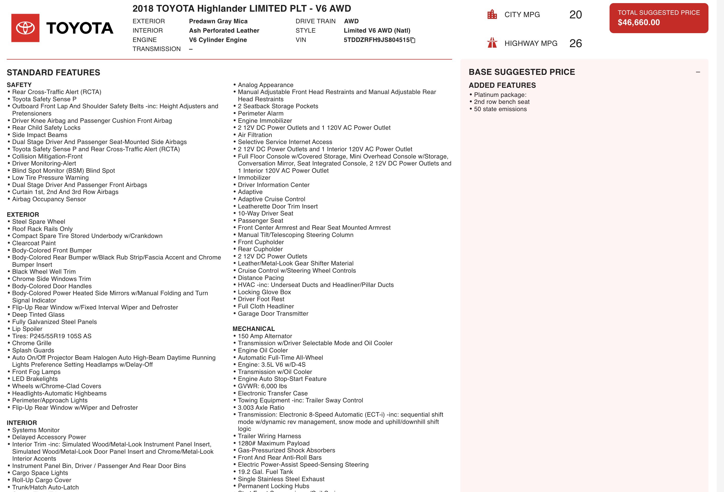 Used 2018 Toyota Highlander Limited Platinum image 2