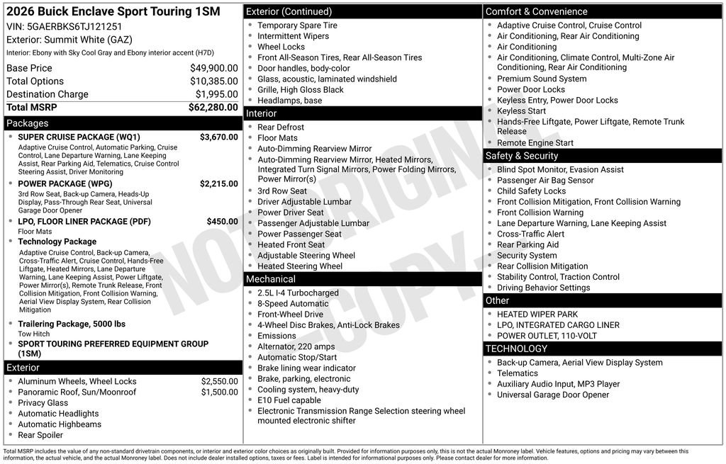 New 2026 Buick Enclave Sport Touring w/ Super Cruise Package image 48