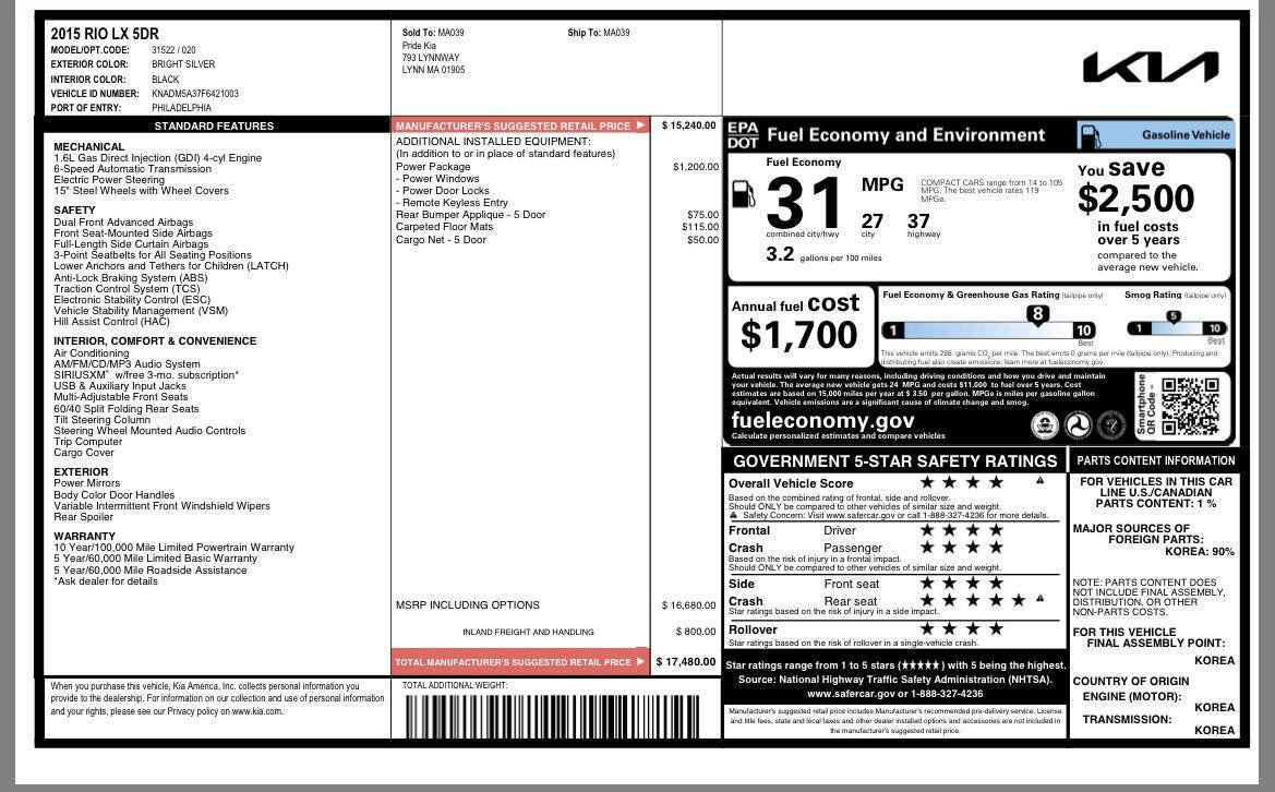 Used 2015 Kia Rio LX w/ Power Package image 6