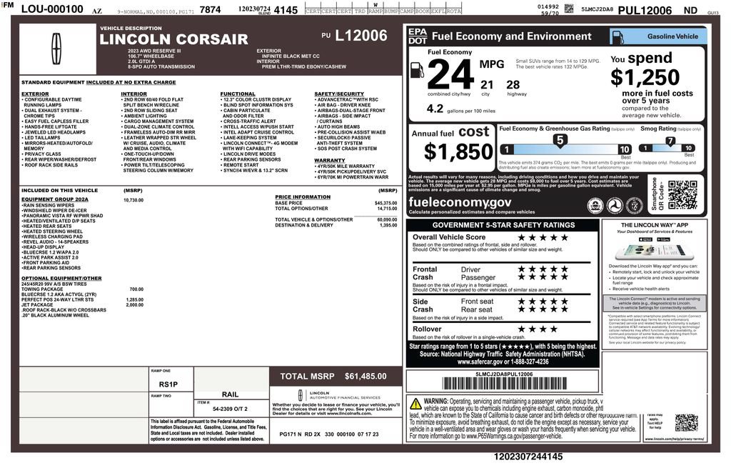 Used 2023 Lincoln Corsair Reserve w/ Equipment Group 202A AWD/4WD image 5