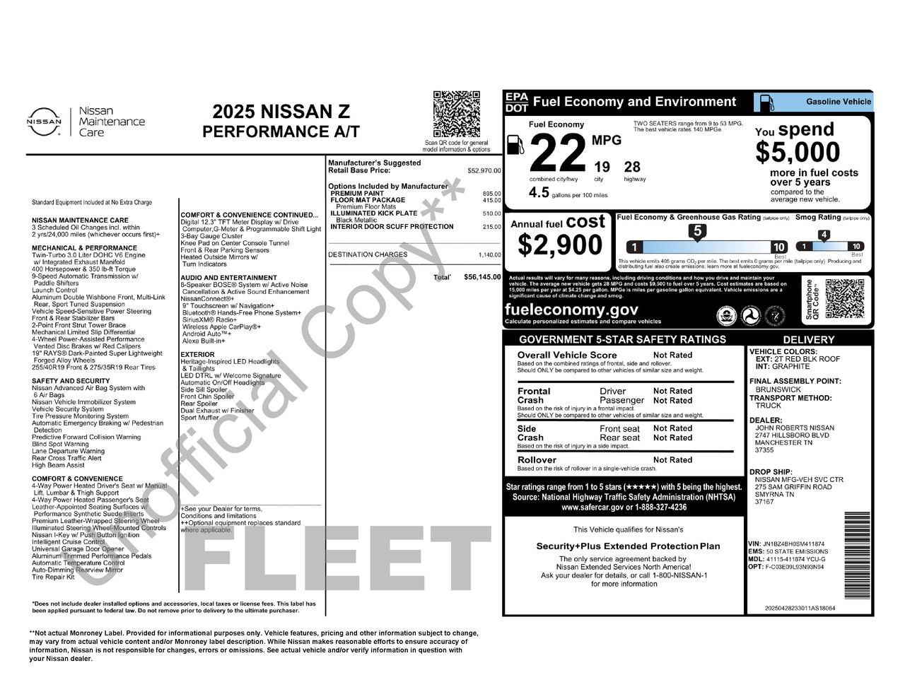 Used 2025 Nissan Z Performance w/ Floor Mat Package RWD image 5