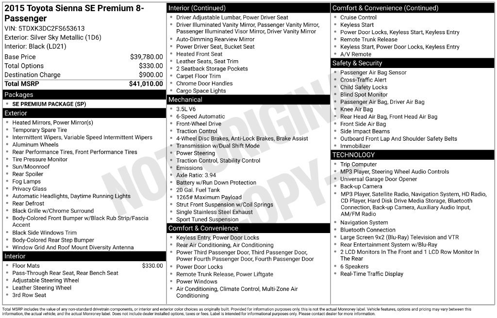 Used 2015 Toyota Sienna SE Premium FWD image 39