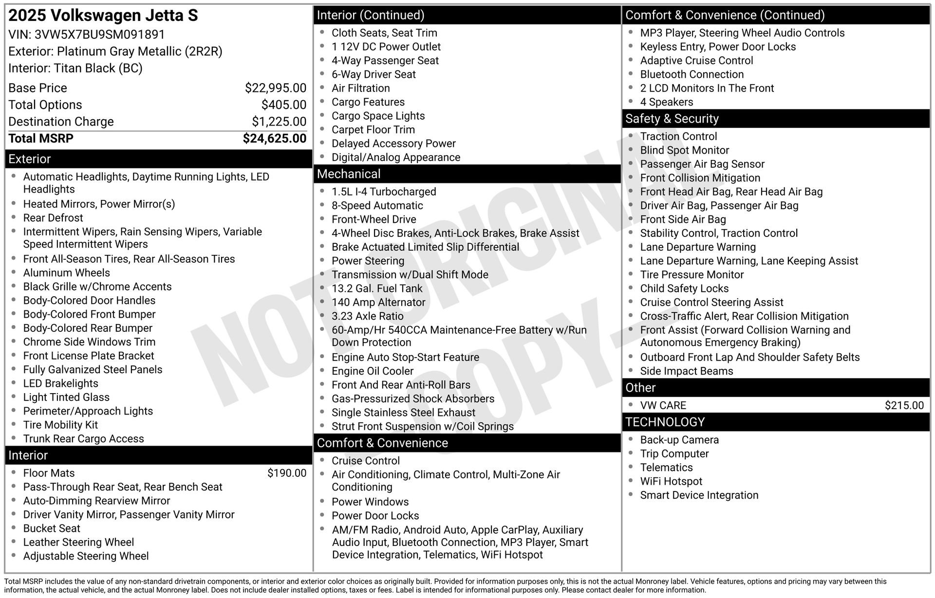 Certified 2025 Volkswagen Jetta S image 29