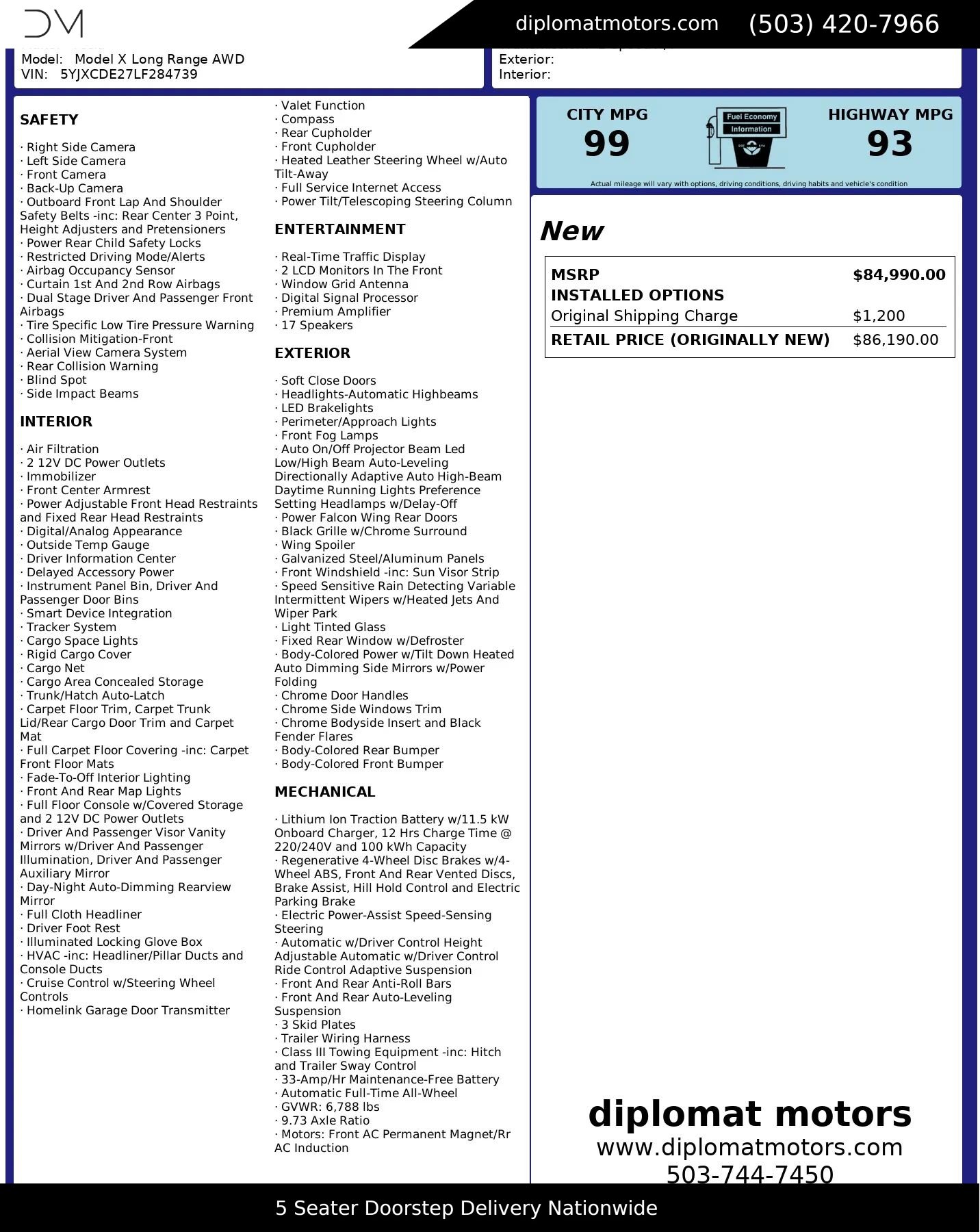 Used 2020 Tesla Model X Long Range image 2