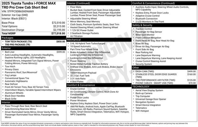 Certified 2025 Toyota Tundra TRD Pro w/ Tow Tech Package AWD/4WD image 3