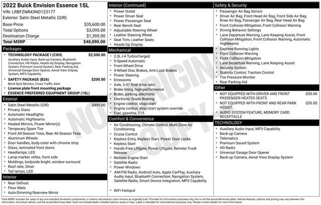 Used 2022 Buick Envision Essence w/ Technology Package I FWD image 7