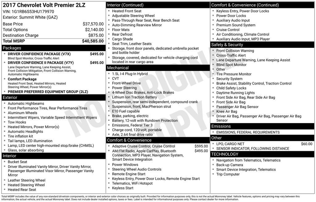 Used 2017 Chevrolet Volt Premier w/ Driver Confidence II Package image 15