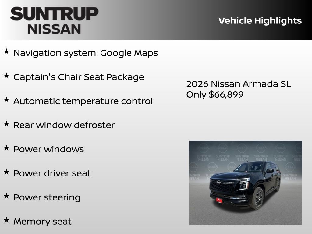 New 2026 Nissan Armada SL w/ Captain's Chari Seat Package AWD/4WD image 8