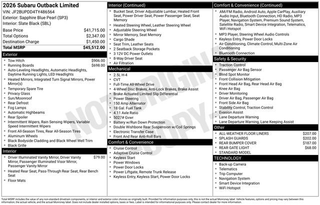 New 2026 Subaru Outback Limited image 5