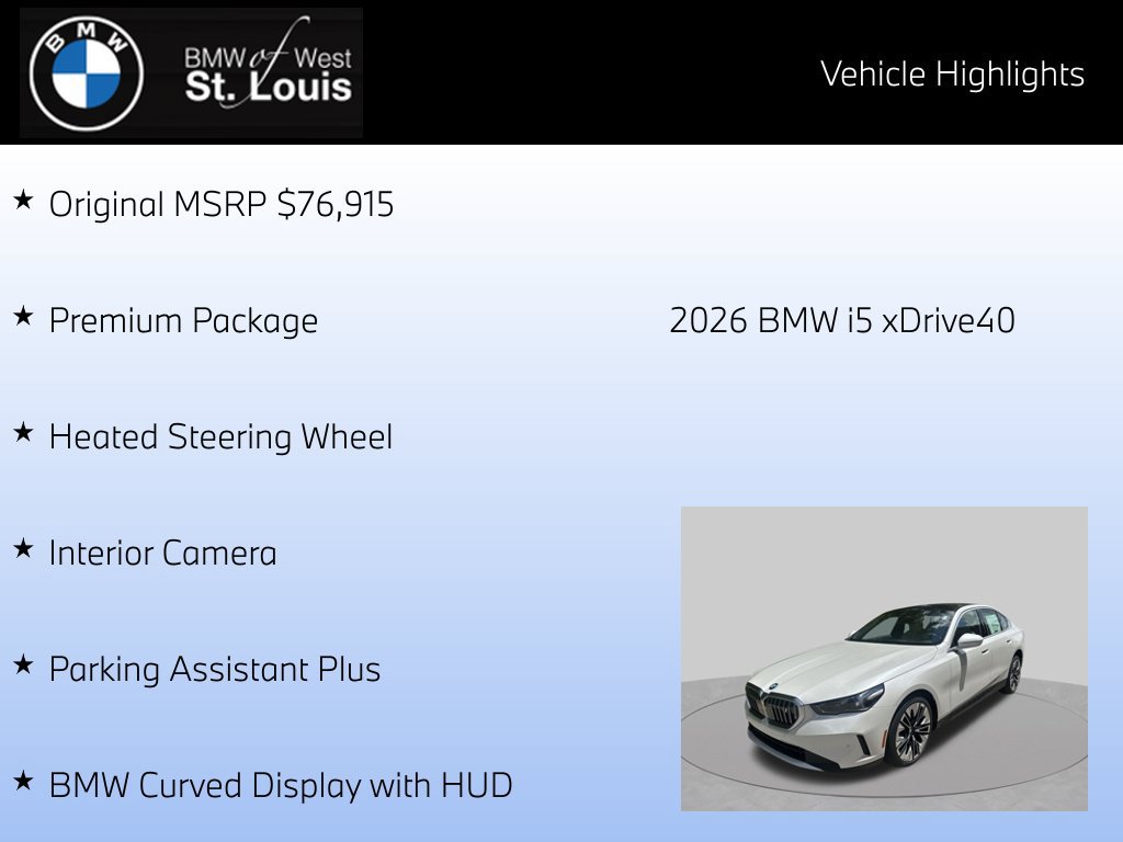 Certified 2026 BMW i5 eDrive40 w/ Premium Package AWD/4WD image 8