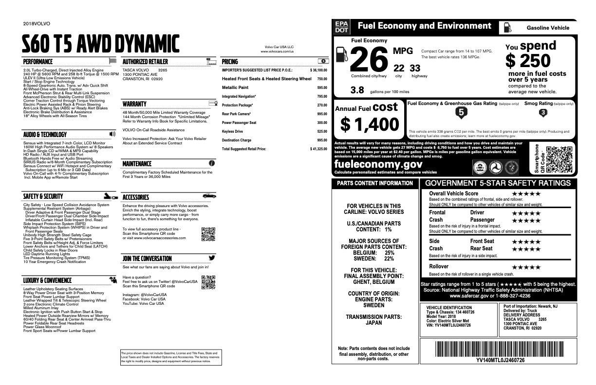 Used 2018 Volvo S60 T5 Dynamic w/ Protection Package image 2