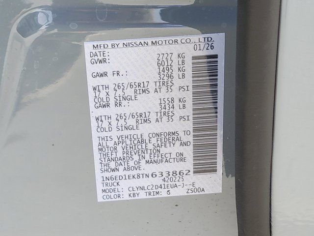 New 2026 Nissan Frontier SV w/ SV Convenience Package image 12