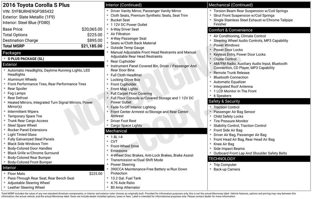 Used 2016 Toyota Corolla S FWD image 14