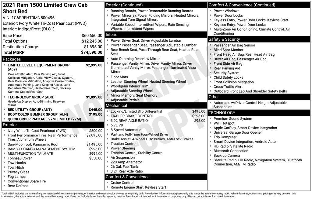 Used 2021 RAM 1500 Limited AWD/4WD image 46