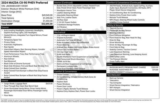 Certified 2024 MAZDA CX-90 Plug-In Hybrid w/ Preferred AWD/4WD image 6