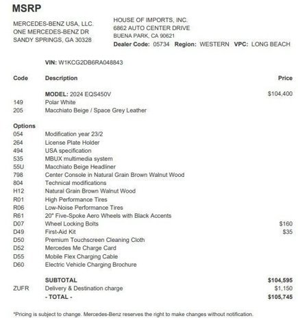 Certified 2024 Mercedes-Benz EQS 450+ Sedan image 4