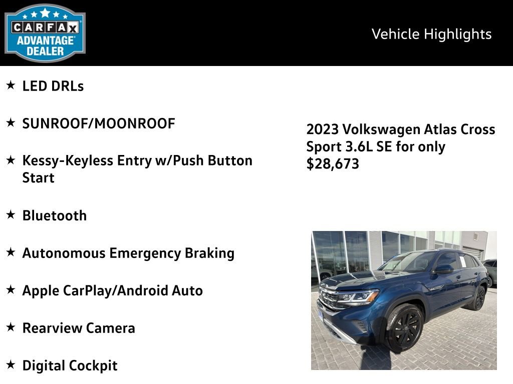 Certified 2023 Volkswagen Atlas Cross Sport SE w/ Panoramic Sunroof Package image 4