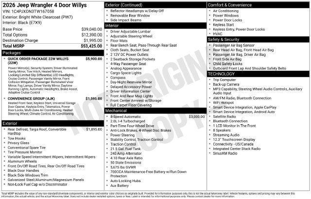 Certified 2026 Jeep Wrangler Unlimited Sport AWD/4WD image 9