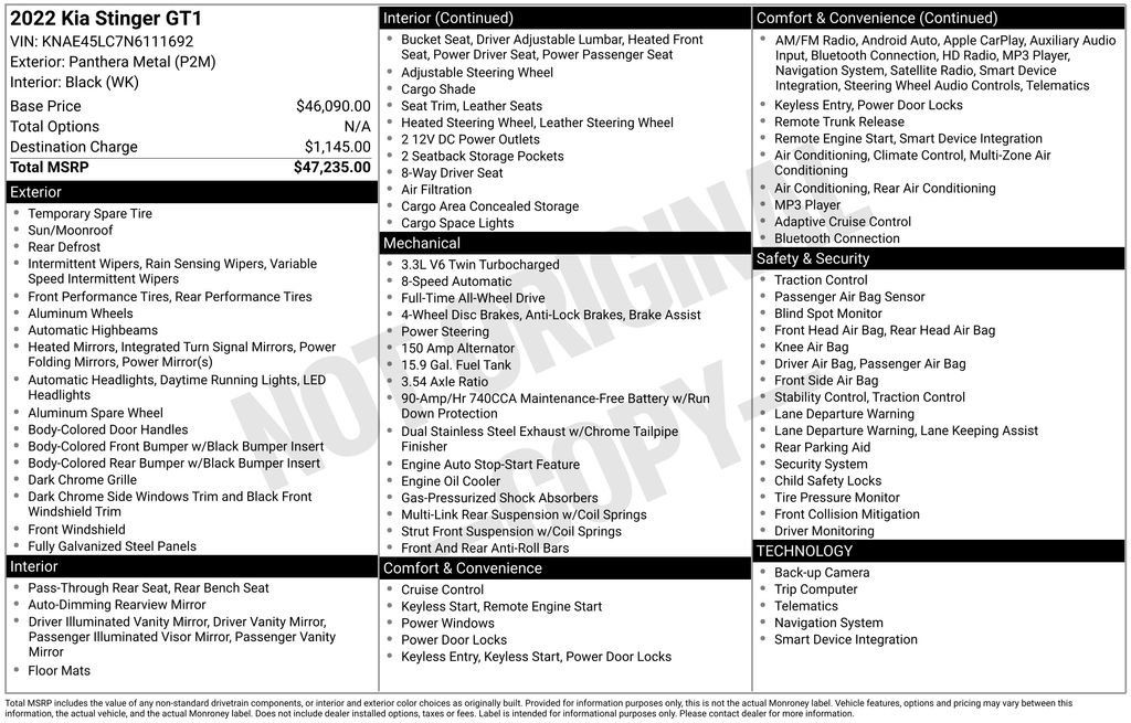 Used 2022 Kia Stinger GT1 image 40