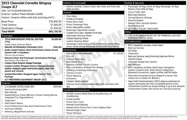 Used 2023 Chevrolet Corvette Stingray Premium Cpe RWD image 7