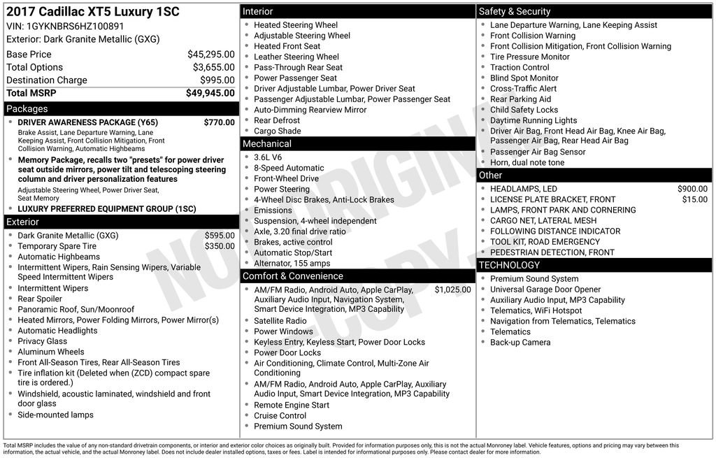 Used 2017 Cadillac XT5 Luxury w/ Driver Awareness Package image 6