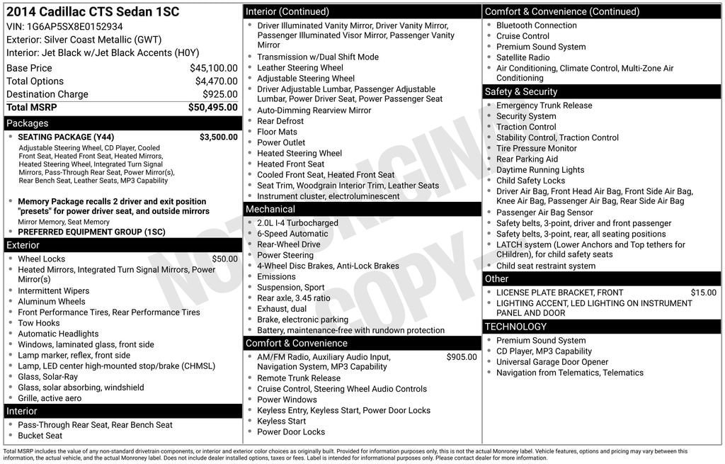 Used 2014 Cadillac CTS Sedan w/ Seating Package RWD image 11