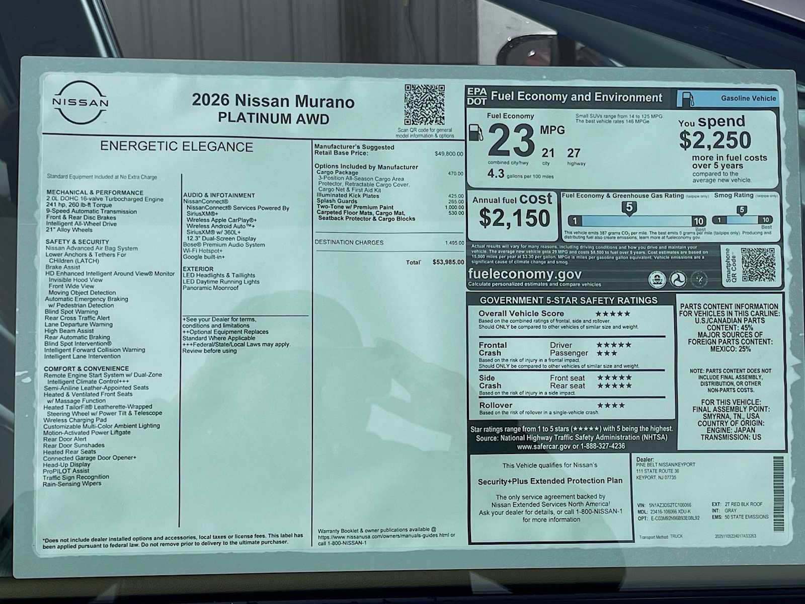 New 2026 Nissan Murano Platinum w/ Cargo Package image 6