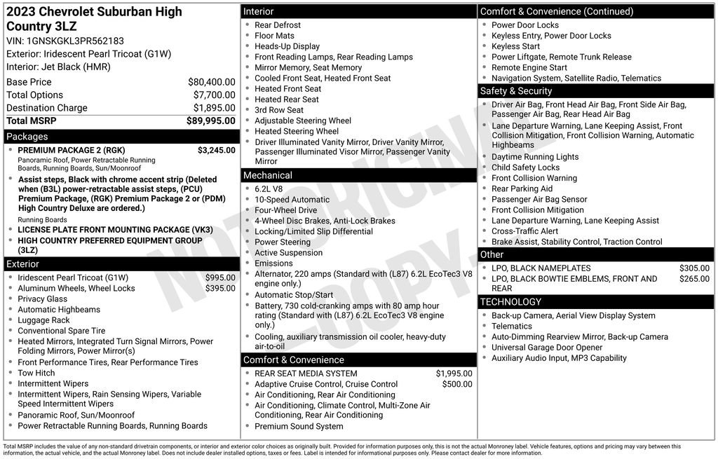 Certified 2023 Chevrolet Suburban High Country w/ Premium Package 2 AWD/4WD image 6