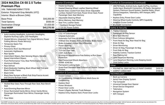 Certified 2024 MAZDA CX-50 2.5 Turbo w/ Premium Plus Pkg image 8